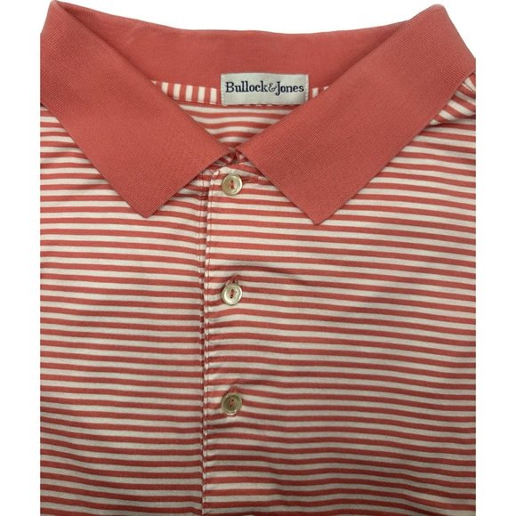 Bullock & Jones‎ Pink & White Striped Mens XXL Short Sleeve Polo - Picture 1 of 3